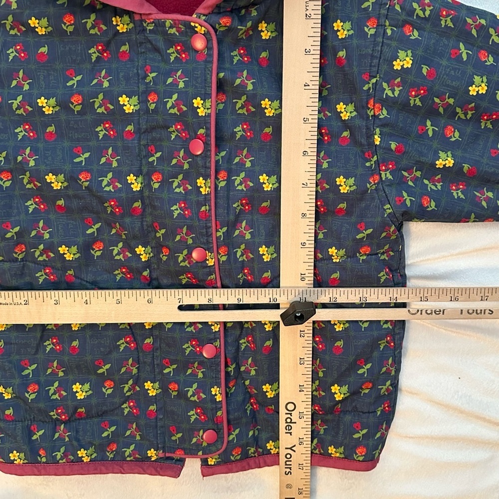 Vintage Gymboree 1998 Rainbow Tag Reversible Floral Blue/Pink Coat &Mittens 2-3T - Picture 9 of 12